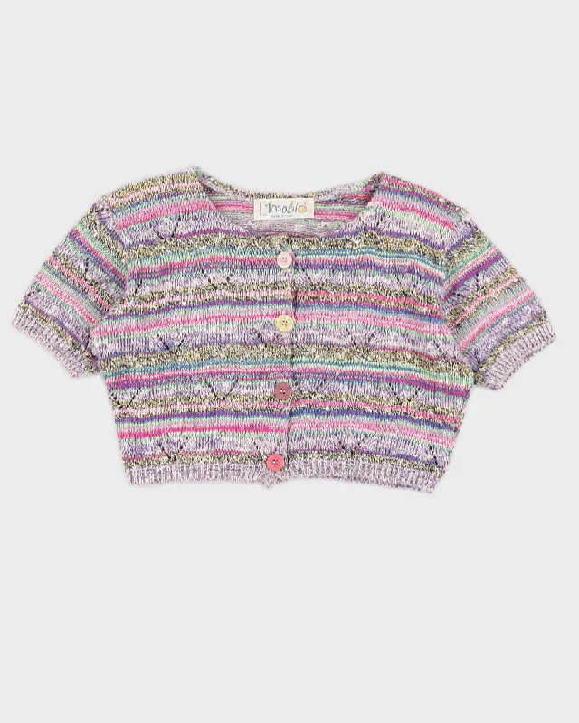 Y2K 00s L'insolito Cropped Knit Cardigan - M Lightweight Heavyweight Midweight