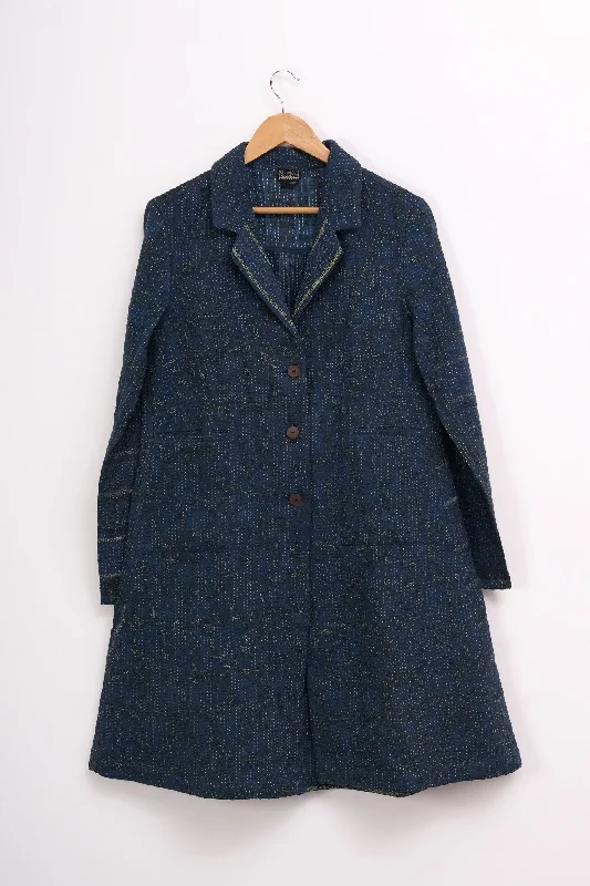 Navy Blue Vintage Cotton Kantha Jacket Anorak Shell Jacket Lightweight Jacket