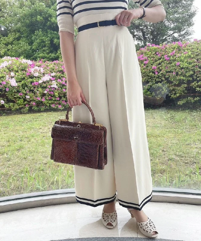 Wide Pants with Bi-color Line Fashionable Work Pants