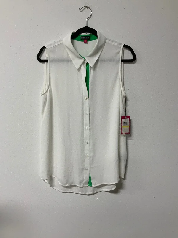 Vince (M) wh grn btn tank NWT flirty tank top