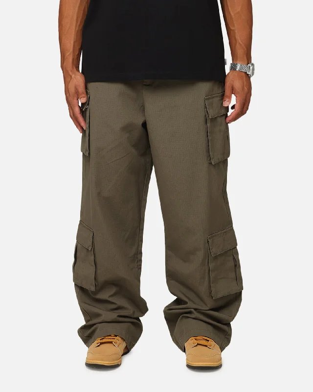 Carre Tactical Baggy Cargo Pants Khaki High-Waist Trousers