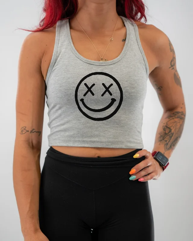 Salty Savage Ladies "OG Smile" Racerback Crop Tank bold tank top