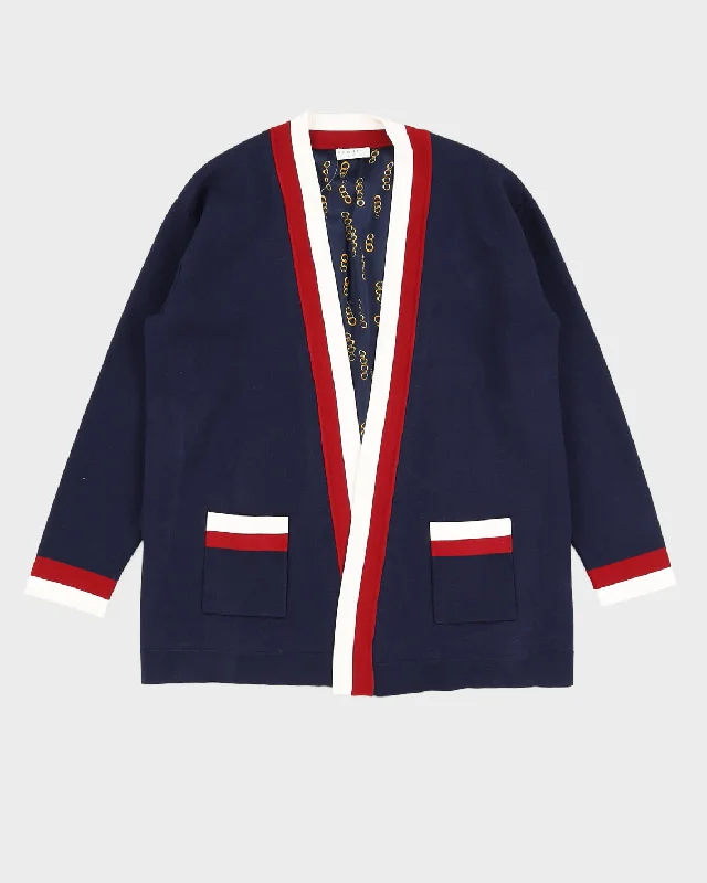 Sandro Navy Blue Knitted Cardigan - M Lace Blend Ribbed Blend Corduroy Blend