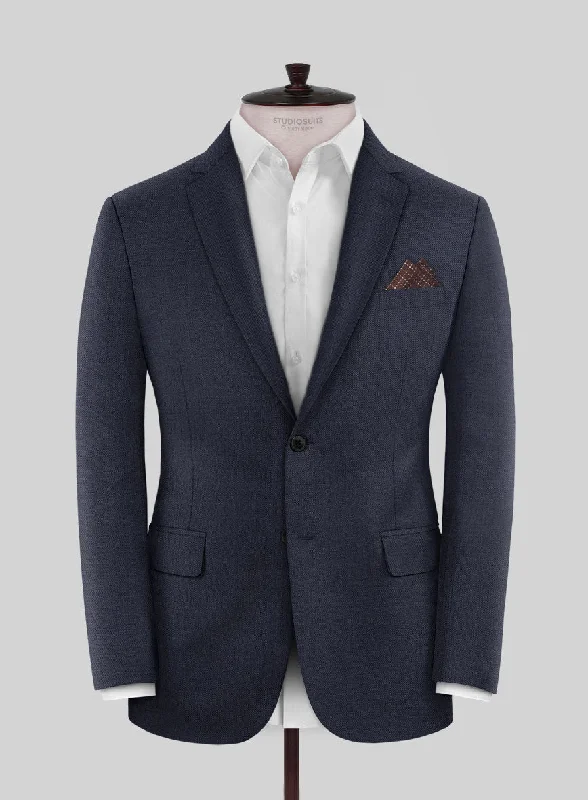 Scabal Ploci Blue Wool Jacket Collared Jacket Crew Neck Jacket Turtle Neck Jacket