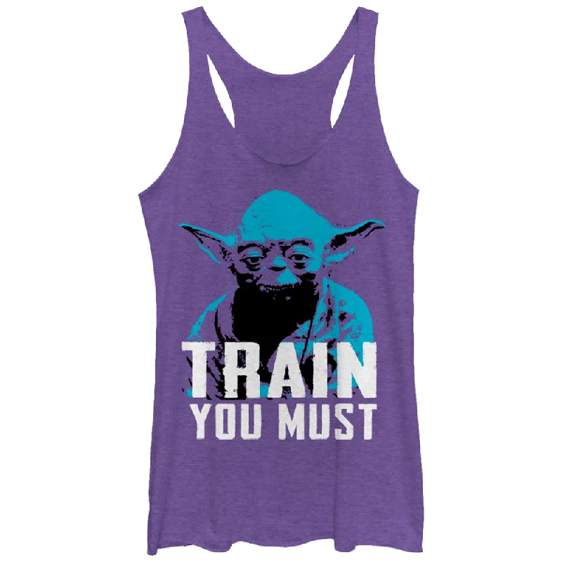 Women's Star Wars Yoda Small You are Train You Must Racerback Tank Top vintage tank top