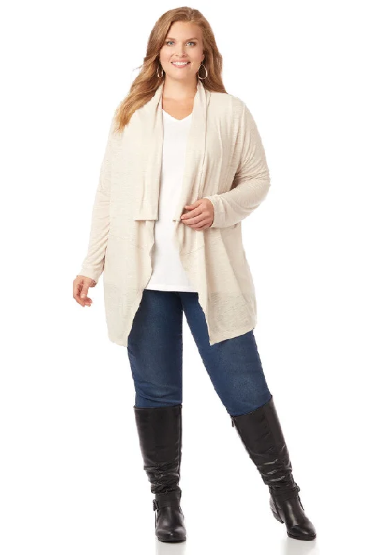 Z Supply Cascade Cardigan Light Oatmeal Heather Cashmere Blend Cotton Blend Poly Blend