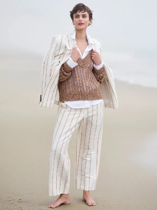 Wide Leg Stripe Pant Classic Chino Pants