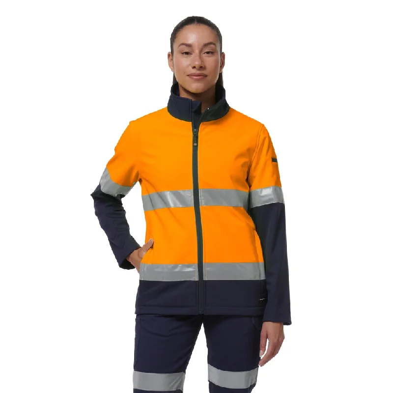 King Gee Women's Reflective Spliced Soft Shell Jacket (K45006) Belted Jacket Elasticated Jacket Padded Jacket