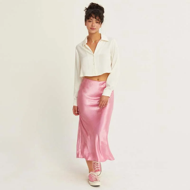 Satin Maxi Skirt a-line skirt cut