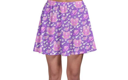 Cosmic Cuties Purple Skater Skirt [Made To Order] denim skirt classic