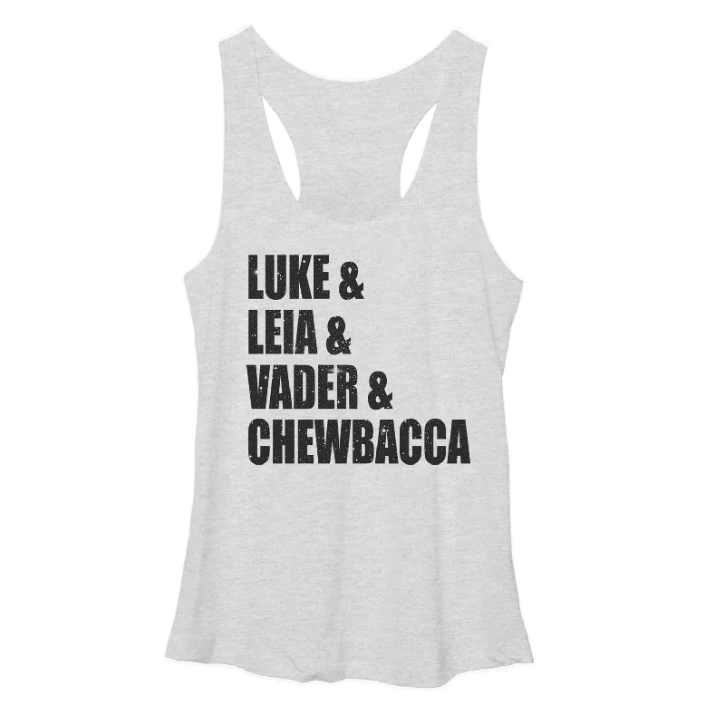 Women's Star Wars Luke Leia Vader Chewbacca Racerback Tank Top pastel tank top