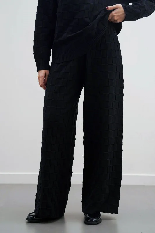 CHECKERED KNIT PANTS Comfortable Cargo Pants