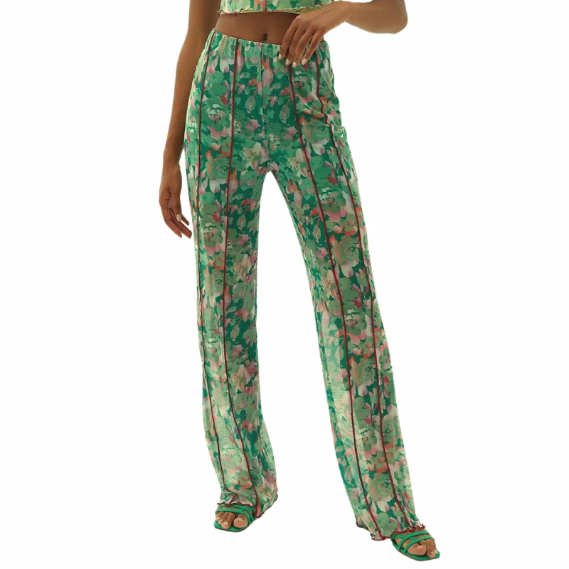 OXXO - High Rise Tulle Pants with Floral Pattern Lightweight Jogger Pants