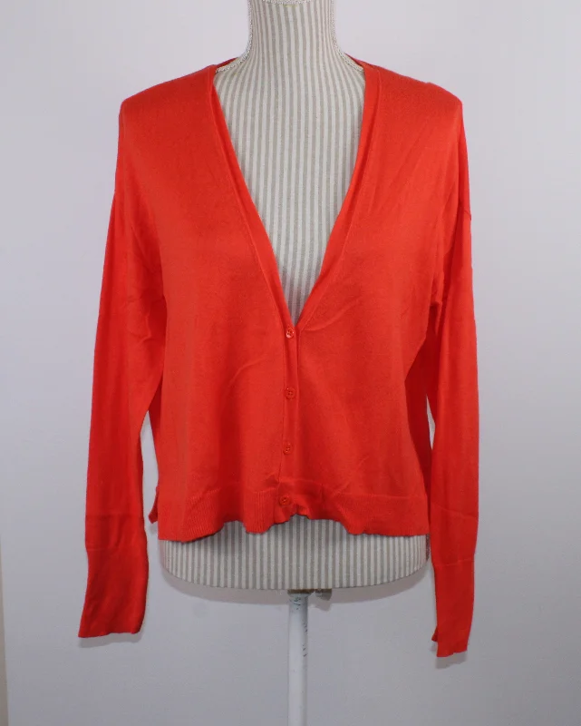 OLD NAVY THIN CORAL CARDIGAN LADIES MEDIUM PRE-LOVED Mesh Fabric Canvas Fabric Denim Fabric