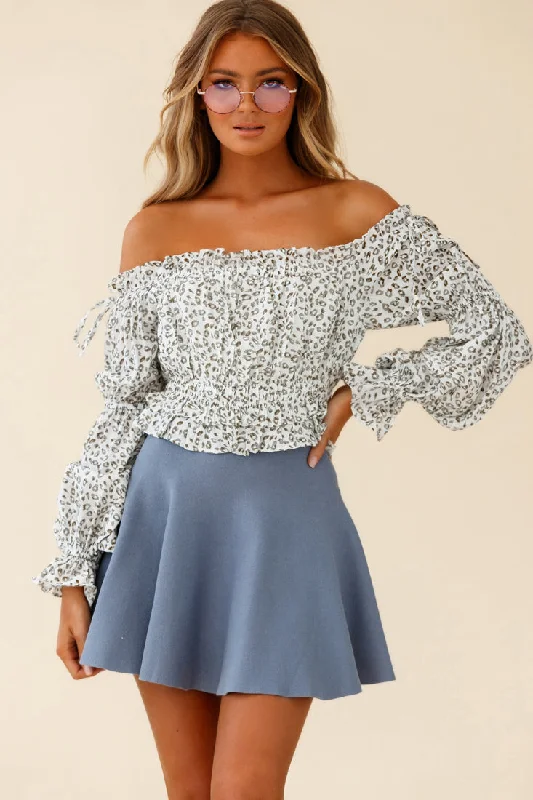 Rowena A-Line Knit Flounce Skirt Midnight Blue cashmere skirt soft