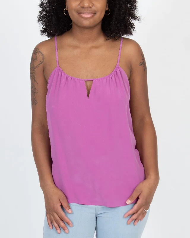 Sleeveless Silk Keyhole Front Tank Top chic tank top