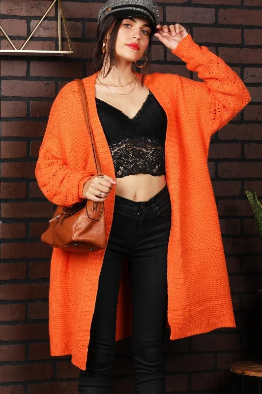 LONG KNIT CARDIGAN Zippered Front Buttoned Front Snap Front