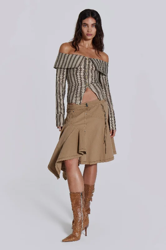 Noa Cargo Midi Skirt linen skirt natural