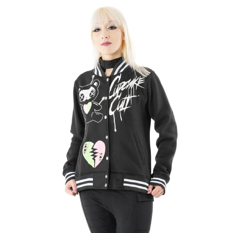VOODOO TEDDY VARSITY JACKET - BLACK Cotton Jacket Linen Jacket Terry Jacket
