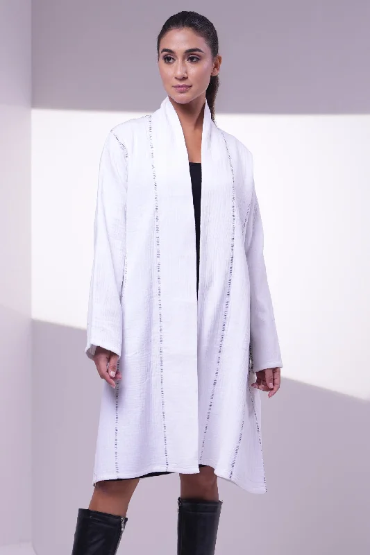 White Embroidered Quilted Cotton Jacket Nylon Fabric Polyester Fabric Spandex Fabric White Embroidered Quilted Cotton Jacket Nylon Fabric Polyester Fabric Spandex Fabric