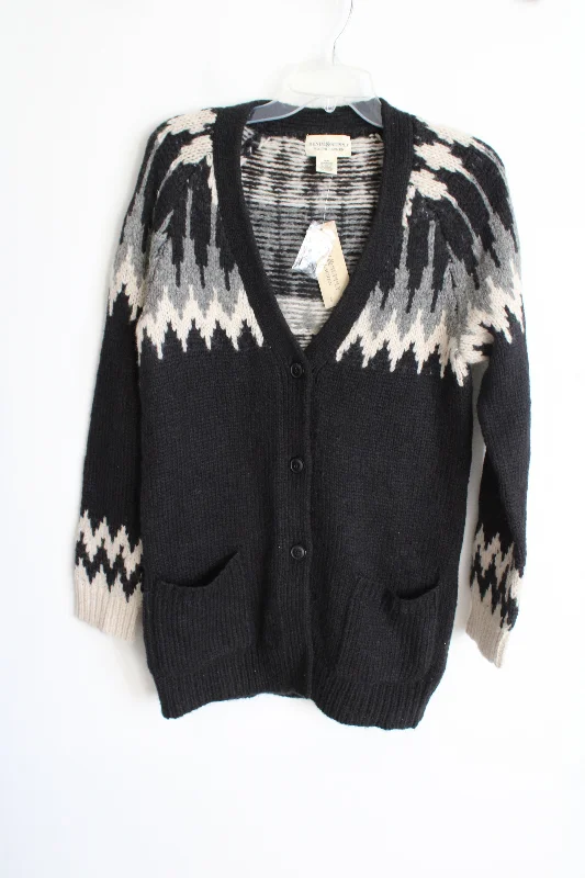 NEW Ralph Lauren Denim & Supply Black Knit Wool Blend Cardigan | M Striped Floral Plaid