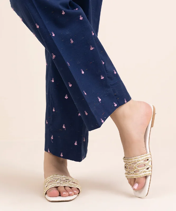 Embroidered Multi Neps Pants Comfy Cargo Trousers