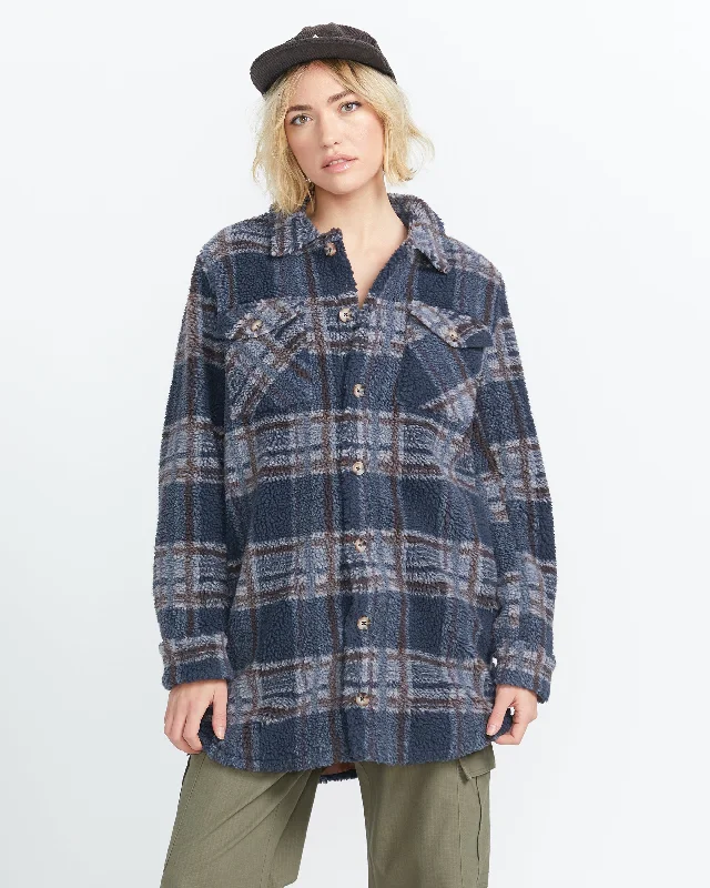 Silent Sherpa Ii Jacket - Vintage Navy Rayon Fabric Velvet Fabric Corduroy Fabric