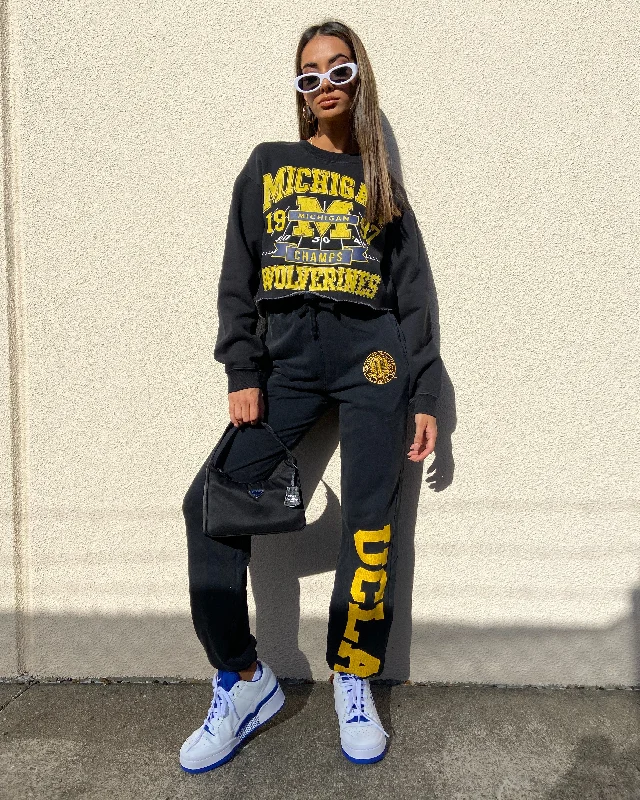 UCLA Stamp Logo Track Pant Washed Black Formal Slim Pants