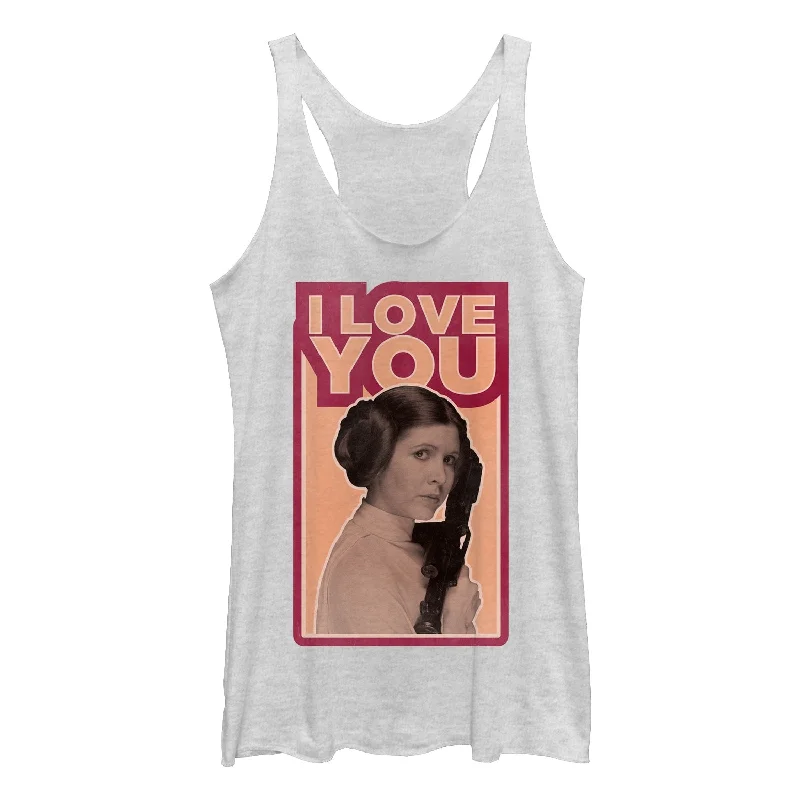 Women's Star Wars Princess Leia Quote I Love You Racerback Tank Top bold tank top