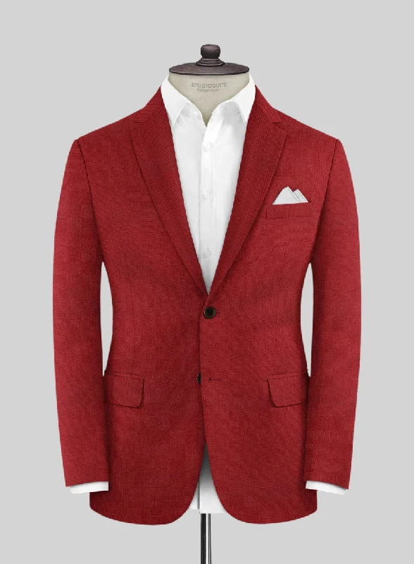 Scabal Ed Red Wool Jacket Faux Fur Fabric Real Fur Fabric Shearling Fabric