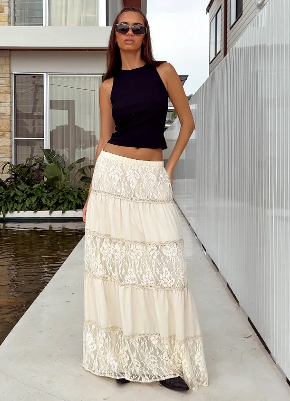 Loretta Maxi Skirt - Ivory leather skirt bold
