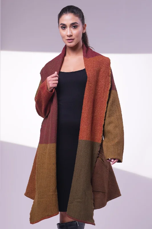 Brown Wool Jacket V-Neck Jacket Boat Neck Jacket Square Neck Jacket