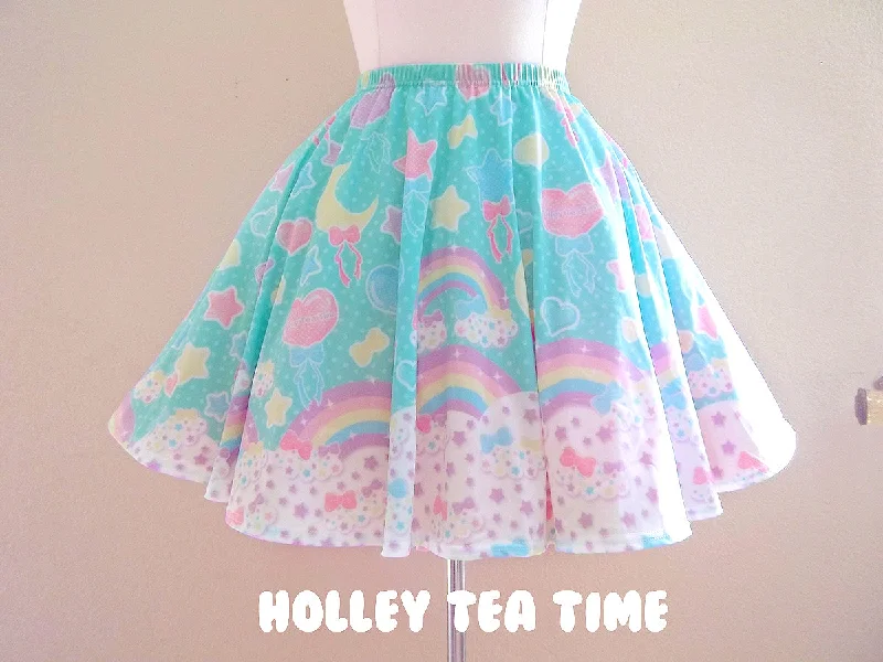 Pastel Party Mint Mini Skater Skirt relaxed fit skirt