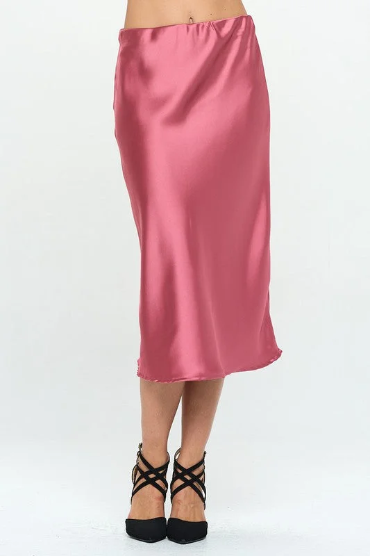 Pinkberry Satin Midi Skirt cashmere skirt rich