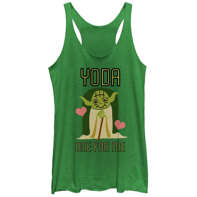 Women's Star Wars Valentine's Day Yoda One for Me Racerback Tank Top spandex blend tank Women's Star Wars Valentine's Day Yoda One for Me Racerback Tank Top spandex blend tank