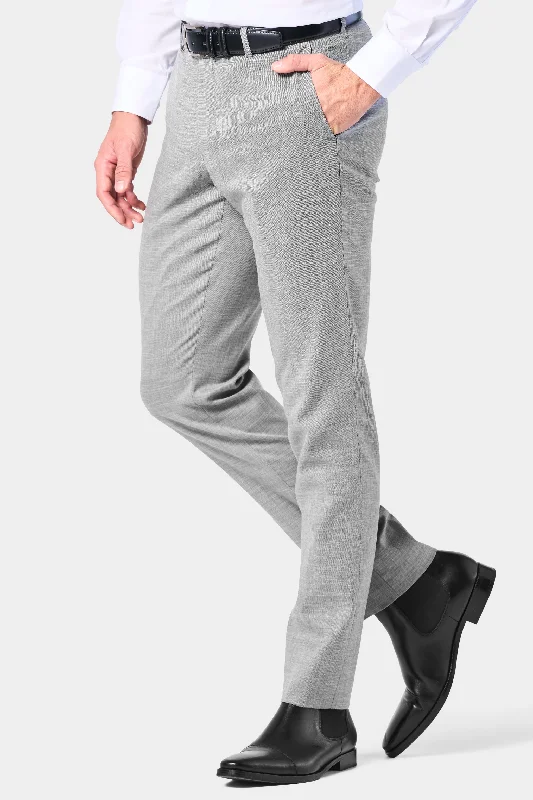 Gray Sharkskin Pants Slim Fit Casual Pants