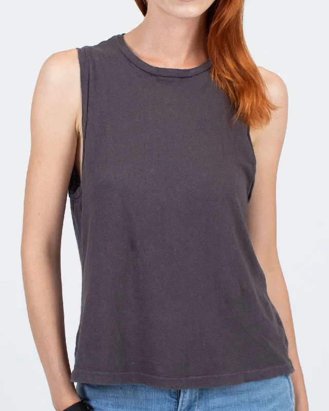 "x Hanes" Grey Basic Cotton Tank basic tank top