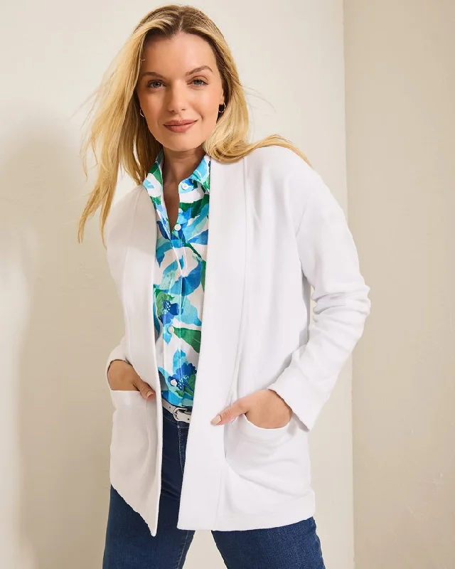 Tommy Bahama Aruba Cardigan White Spandex Rayon Corduroy