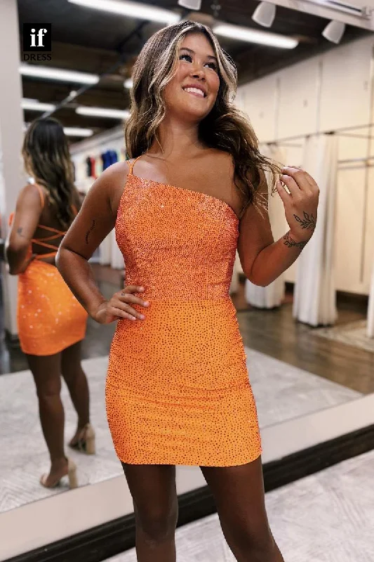 F1782 - Chic One Shoulder Beads Sleeveless Tight Short Cocktail Homecoming Party Dress Crew Neckline Sporty F1782 - Chic One Shoulder Beads Sleeveless Tight Short Cocktail Homecoming Party Dress Crew Neckline Sporty