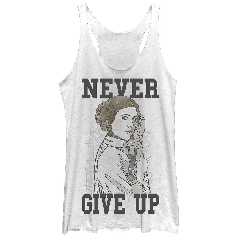 Women's Star Wars Princess Leia Never Give Up Racerback Tank Top soft pink tank