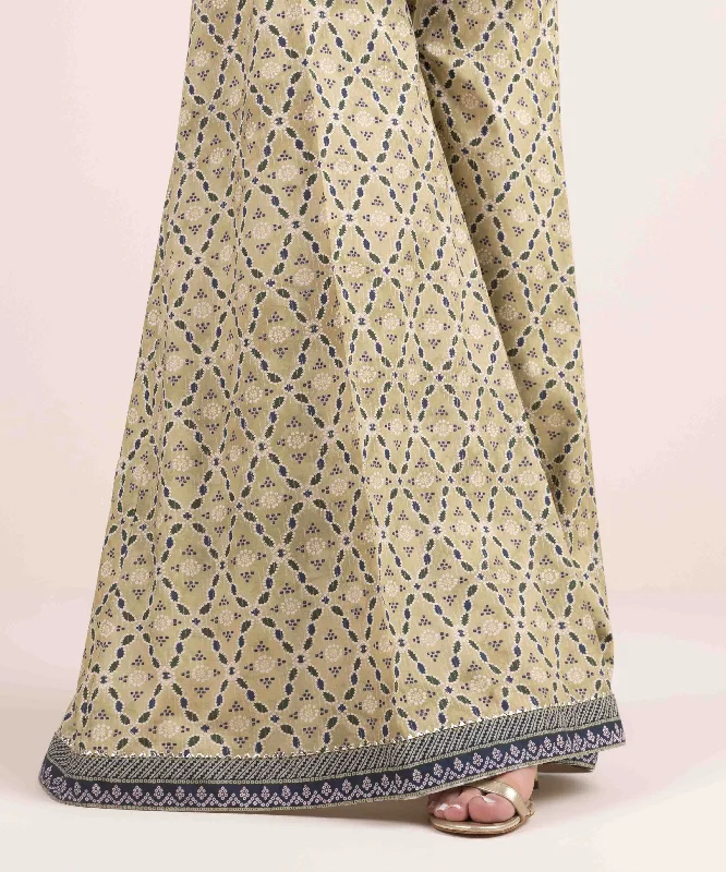 Printed Cambric Flared Pants Formal Wide-Leg Pants