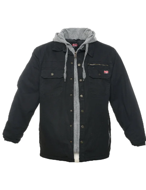 Wrangler Black Jacket - M Nylon Jacket Polyester Jacket Spandex Jacket