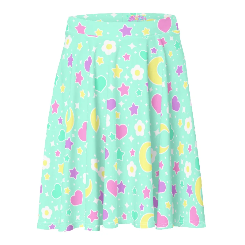 Magical Spring Mint Skater Skirt wool skirt warm