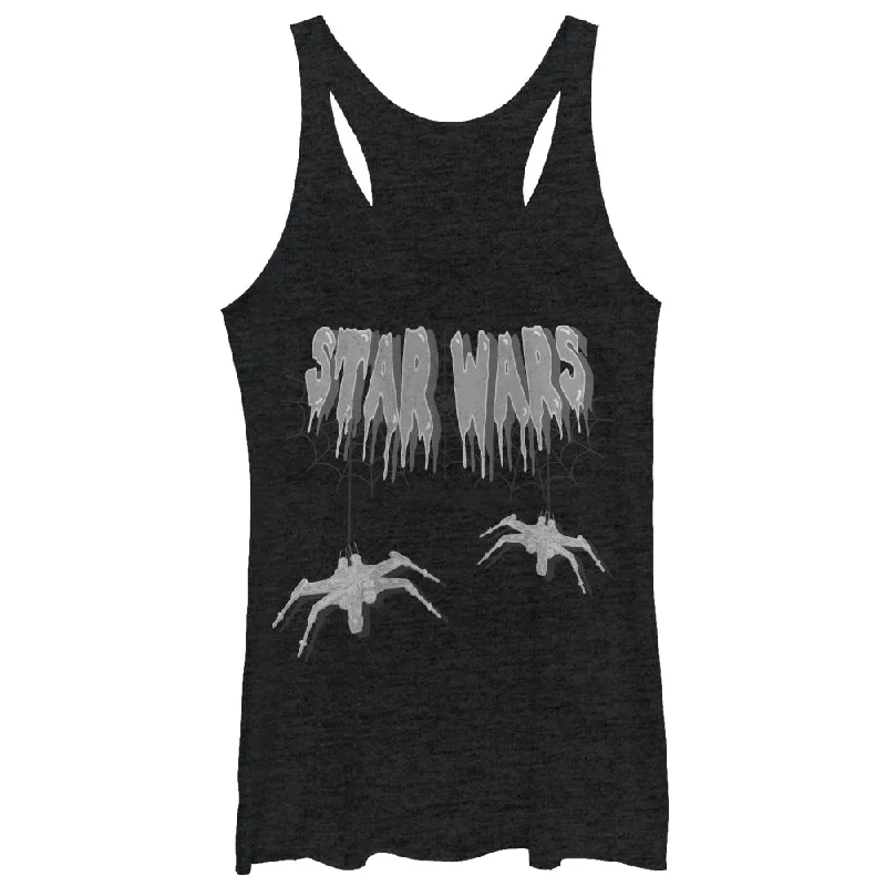 Women's Star Wars X-Wing Halloween Spiders Racerback Tank Top silver tank top