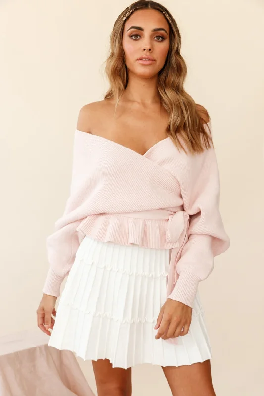 Eleanor Thick Ribbed Knit A-Line Skirt White summer skirt style