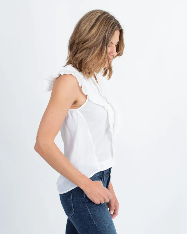 Ruffle V-Neck Tank cherry red tank