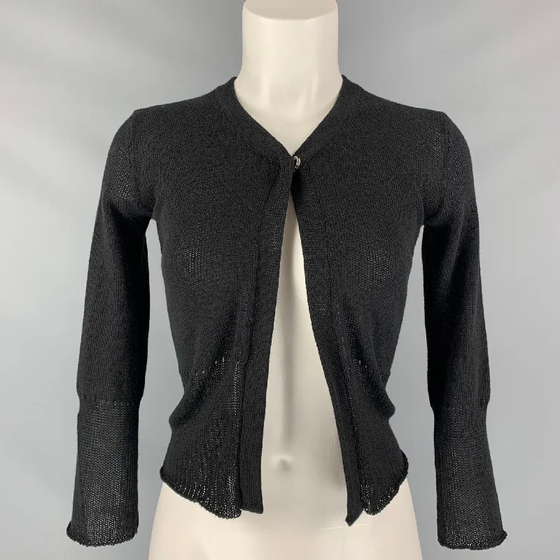 SOUCHI Size S Black Cotton Cashmere Cardigan Knit Fabric Woven Fabric Fleece Fabric