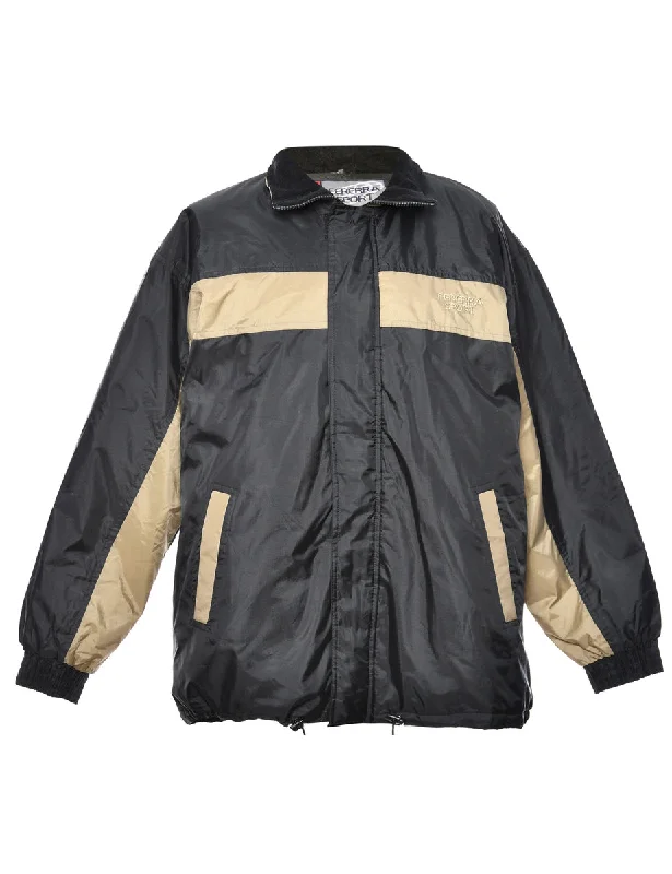 Beige & Black Two-Tone Mountaineering Jacket - M Fleece Fabric Down Fabric Feather Fabric