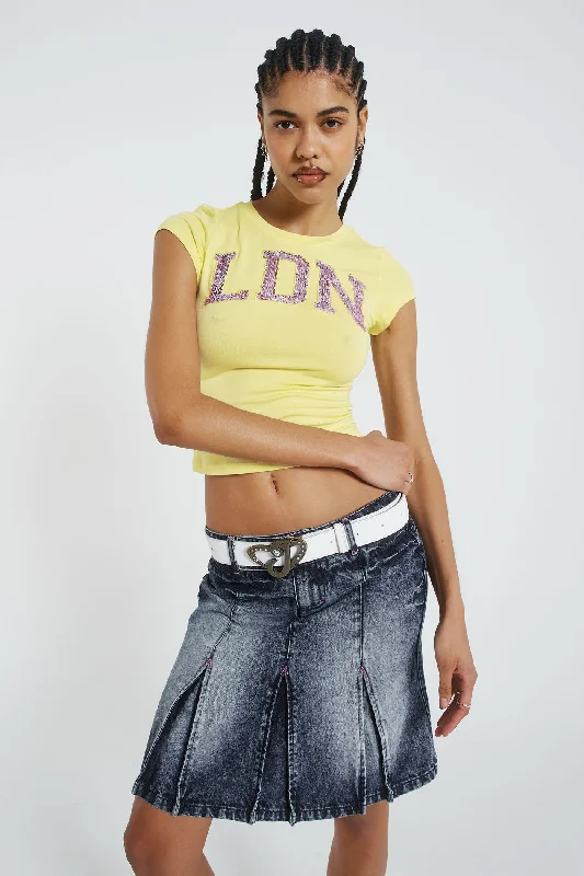 The Hills Denim Midi Skirt linen skirt relaxed