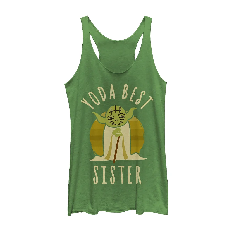 Women's Star Wars Yoda Best Sister Cartoon Racerback Tank Top strappy tank top